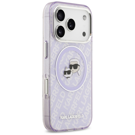 Karl Lagerfeld IML Glitter Karl & Choupette Heads Logo MagSafe Case for iPhone 17 Pro
