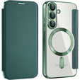 Flip case for Samsung Galaxy S25, RFID Wallet MagSafe CamShield, green