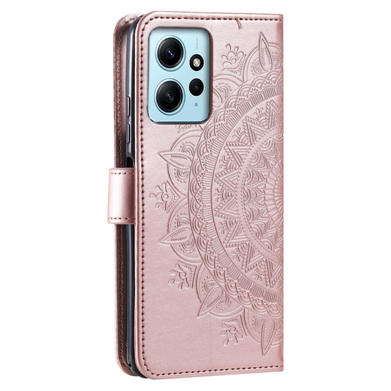 Flip case for Xiaomi Redmi Note 12 4G, Mandala, pink rose gold
