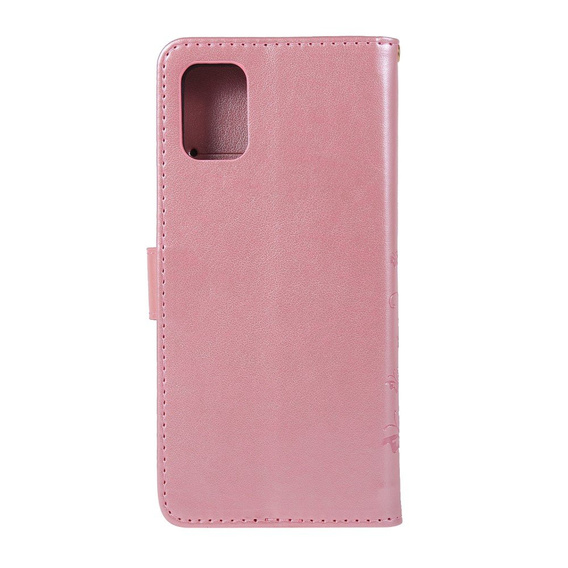 Flip case for Samsung Galaxy A51, Butterfly Flower, pink rose gold