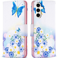 Flip case for Samsung Galaxy S23 FE, Wallet, Butterfly & Flowers white