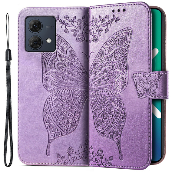 Flip case for Motorola Moto G84, Butterfly, purple