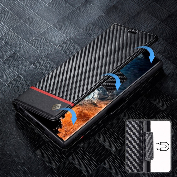 Flip case for Samsung Galaxy S24 Ultra, Carbon LC.IMEEKE, black
