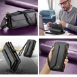 Case CASEME for Samsung Galaxy S25 FE, RFID Leather Wallet, with shoulder strap, black