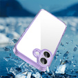 Case for iPhone 17, with camera cover, transparent with purple sides