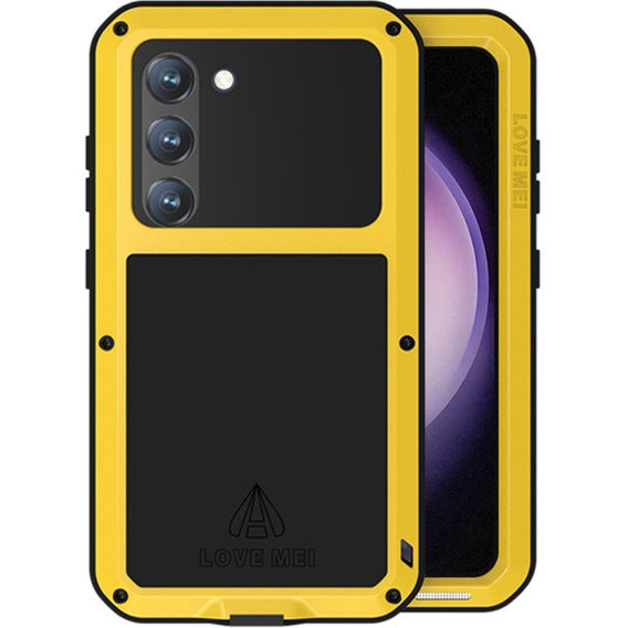 Love Mei Case for Samsung Galaxy S23, armored with glass, yellow