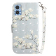 Flip case for Motorola Moto E22 / E22i, Wallet, flowers magnolia, white