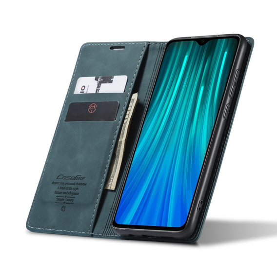 CASEME case for Xiaomi Redmi Note 8 Pro, Leather Wallet Case, turquoise