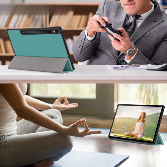 Case for Samsung Galaxy Tab S9, Smartcase with stylus space, green