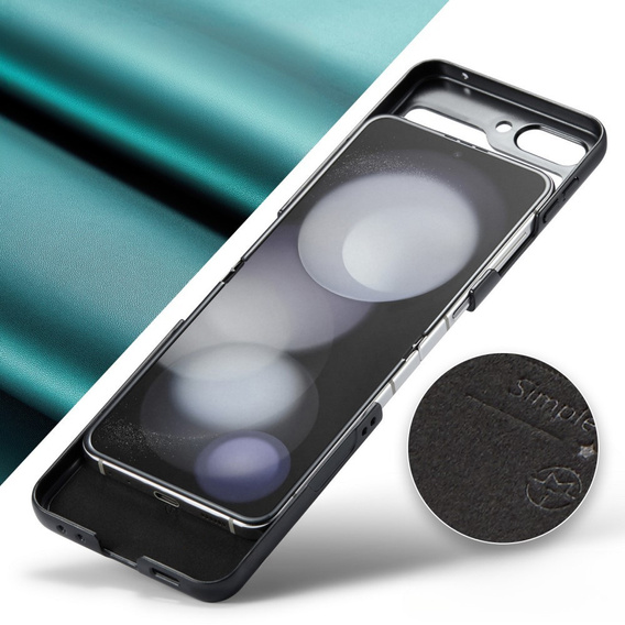 Case for Samsung Galaxy Z Flip7 FE / Z Flip6, CASEME Litchi Leather, green