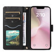 Flip case for iPhone 16E, Rhombus Crossbody Leather, black