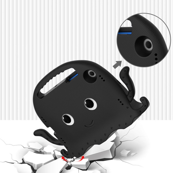 Children's case for Samsung Galaxy Tab A8 10.5, with handle, octopus, black