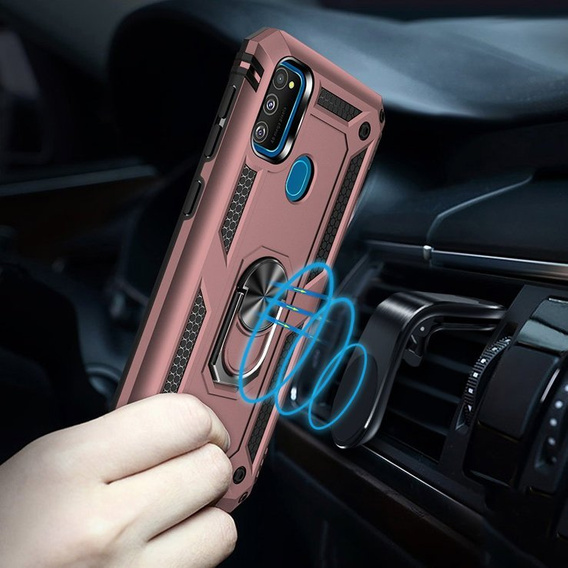 Armor Case for Samsung Galaxy M21, Nox Case Ring, pink rose gold