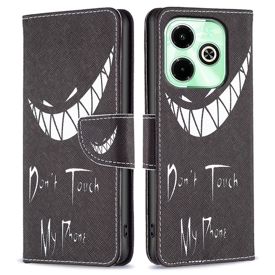Flip case for Infinix Hot 40i, Wallet, Don't Touch My Phone black