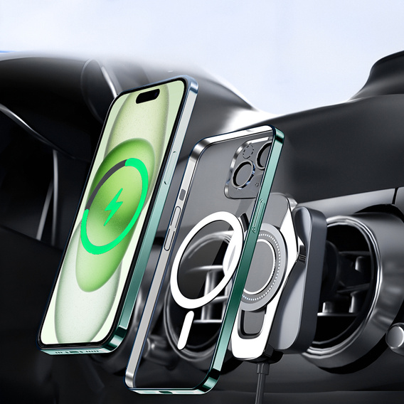 Case for iPhone 13, Electro MagSafe, green + Screen Glass