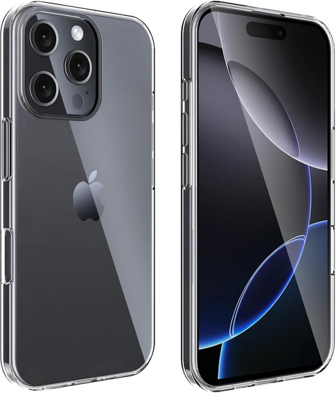 Case for iPhone 16 Pro, ERBORD Slim, transparent + 9H glass