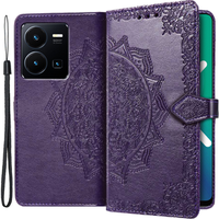 Flip case for Vivo Y35 4G, Mandala, dark purple