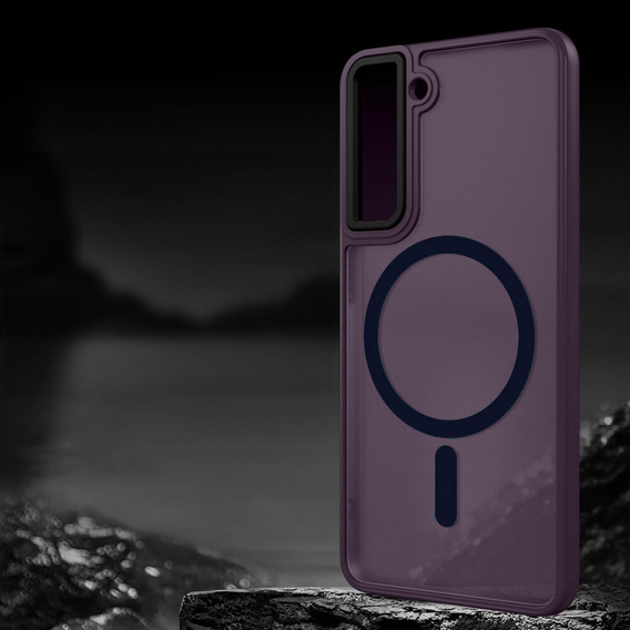 Case for Samsung Galaxy S21, for MagSafe, ERBORD Matt Case, dark purple + Screen Glass