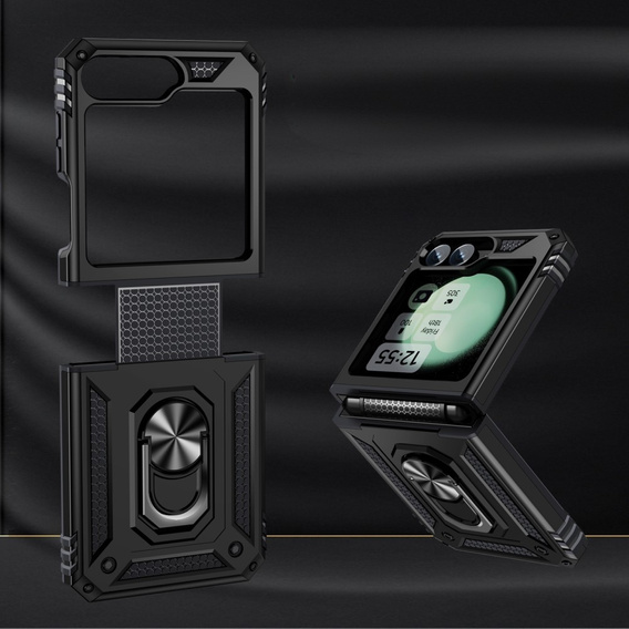 Armor Case for Samsung Galaxy Z Flip7 FE / Z Flip6, Nox Case Ring, black