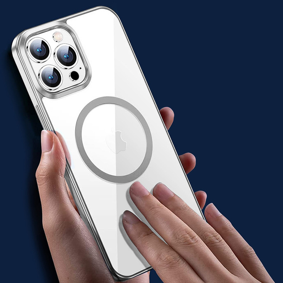Case for iPhone 14 Pro Max, ERBORD Hybrid MagSafe Case, silver
