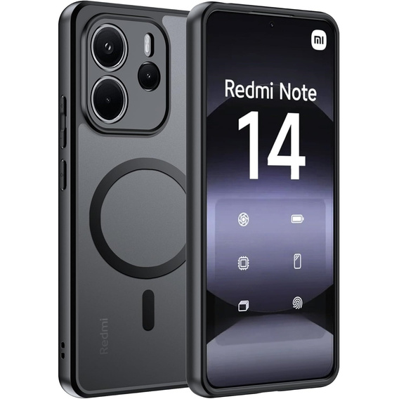 Case for Xiaomi Redmi Note 14 4G, for MagSafe, ERBORD Matt Case, black + Screen Glass