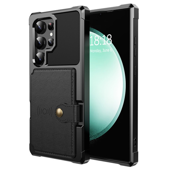 Case for Samsung Galaxy S24 Ultra, Card Holder Kickstand, black