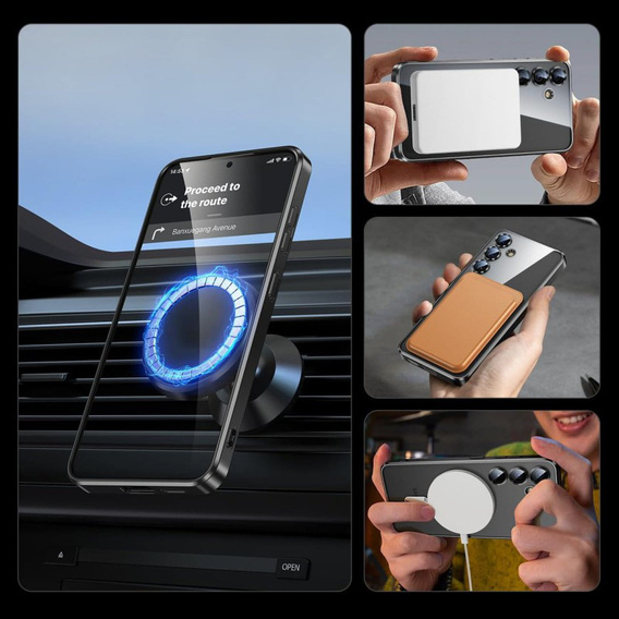Case for Samsung Galaxy S25+ Plus, Electro MagSafe, black + Screen Glass