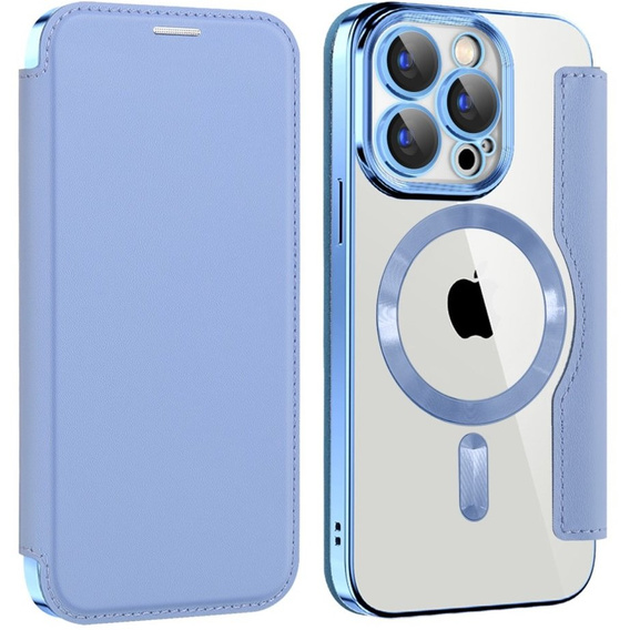 Flip case for iPhone 15 Pro, RFID Wallet MagSafe CamShield, blue