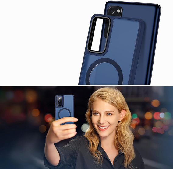 Case for Samsung Galaxy S20 FE, for MagSafe, ERBORD Matt Case, dark blue + Screen Glass
