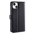 Flip case for iPhone 14, Wallet Zipper Pocket, black