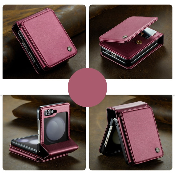 CASEME flip case for Samsung Galaxy Z Flip5 5G, Litchi Wallet, red