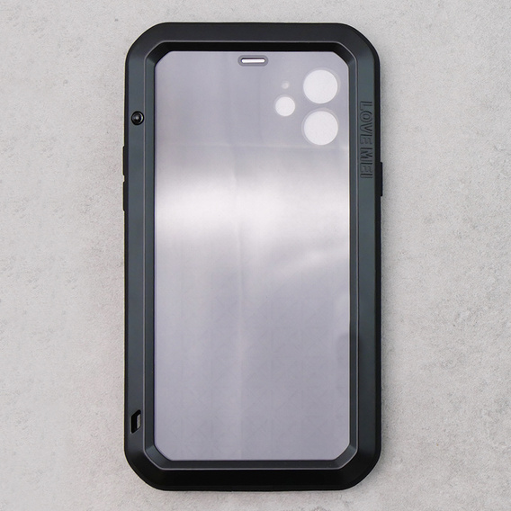 Love Mei Case for iPhone 12, armored with glass, black