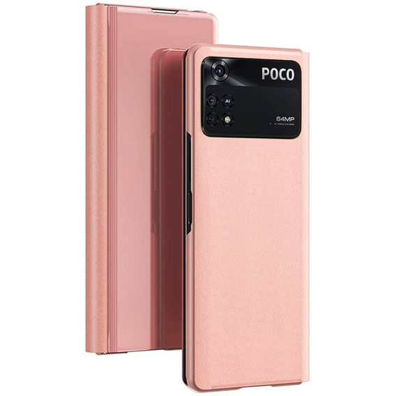 Case for Xiaomi Poco M4 Pro 4G, Clear View, pink rose gold