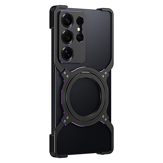 Case for Samsung Galaxy S25 Ultra, Kickstand Bumper, with lens cover, for MagSafe, black / purple