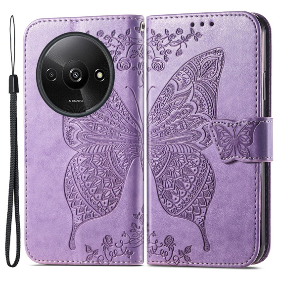 Flip case for Xiaomi Redmi A3, Butterfly, purple