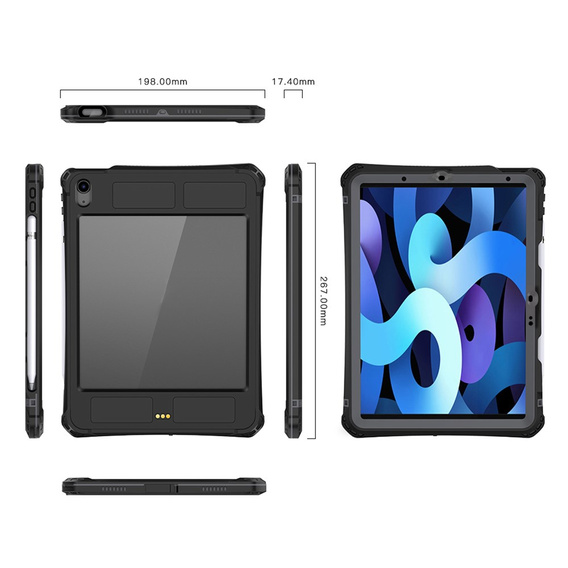 SHELLBOX IP68 Waterproof Case for Apple iPad Air 11" 6 gen. 2024, black