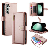 Flip case for Samsung Galaxy S24 FE, Wallet Zipper Pocket, pink