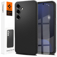Spigen case for Samsung Galaxy S24 FE, Liquid Air, black + 9H Tempered Glass