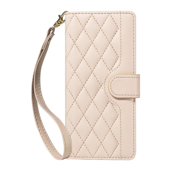 Flip case for Xiaomi Redmi Note 14 Pro 5G / Xiaomi Redmi Note 14 Pro+ 5G / Xiaomi Poco X7 5G, Rhombus Crossbody Leather, beige