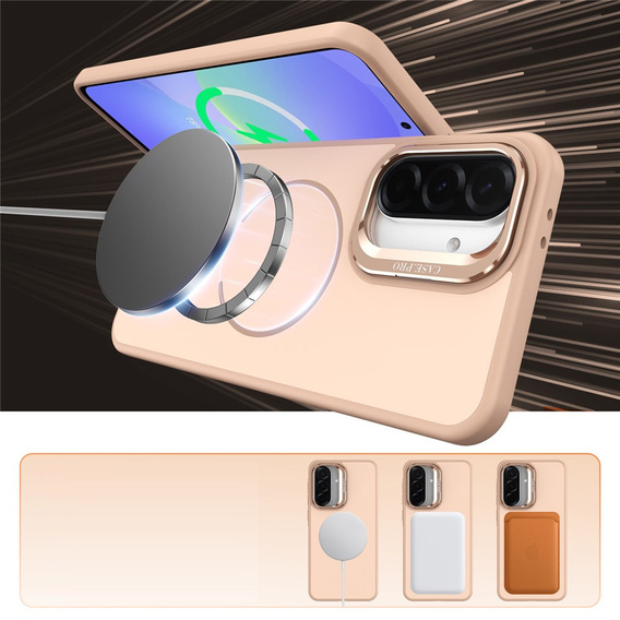 Skin-touch case with MagSafe stand for Samsung Galaxy A57 5G, desert gold