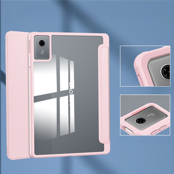 Case for Lenovo Idea Tab 11" 2025 TB336FU TB336ZU, with transparent back and stylus holder, pink