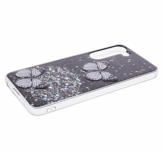 Case for Samsung Galaxy S24, Glitter Butterfly, black