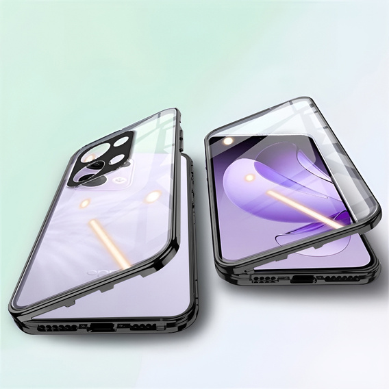 Case for Oppo Reno 13, Magnetic Dual Glass, black