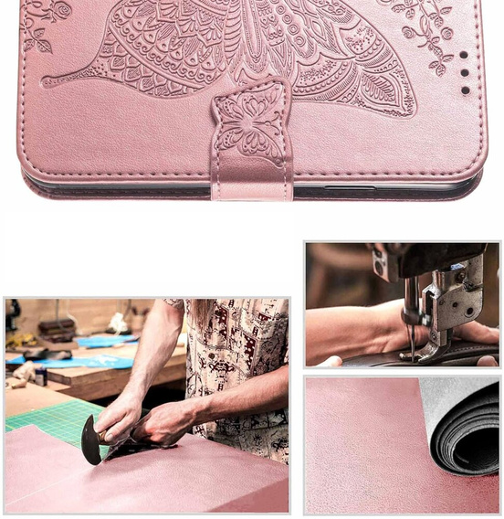 Flip case for Infinix Note 40 Pro Plus, Butterfly, pink rose gold