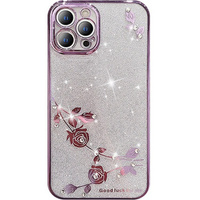Case for iPhone 13 Pro, Glitter Flower, purple