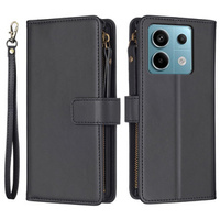 Flip case for Xiaomi Redmi Note 13 Pro 4G / Xiaomi Redmi Note 14S / Xiaomi Poco M6 Pro 4G, Wallet Zipper Pocket, black
