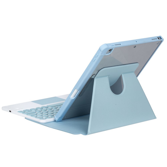 Keyboard case for iPad 11" 2025 A16 (11 gen.) / iPad 10.9" 2022 (10 gen.), Rotary 360° Leather, light blue
