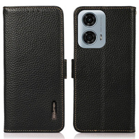 KHAZNEH RFID case for Motorola Moto G04 / G24 / G24 Power, Litchi Texture, black