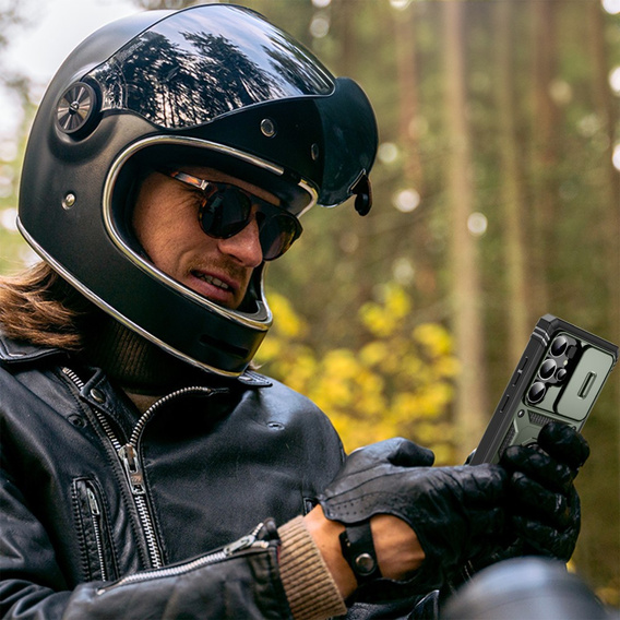 Case for Samsung Galaxy S25 Ultra, KickStand Camera Lens, dark green