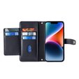 Flip case for iPhone 14, Wallet Zipper Pocket, black